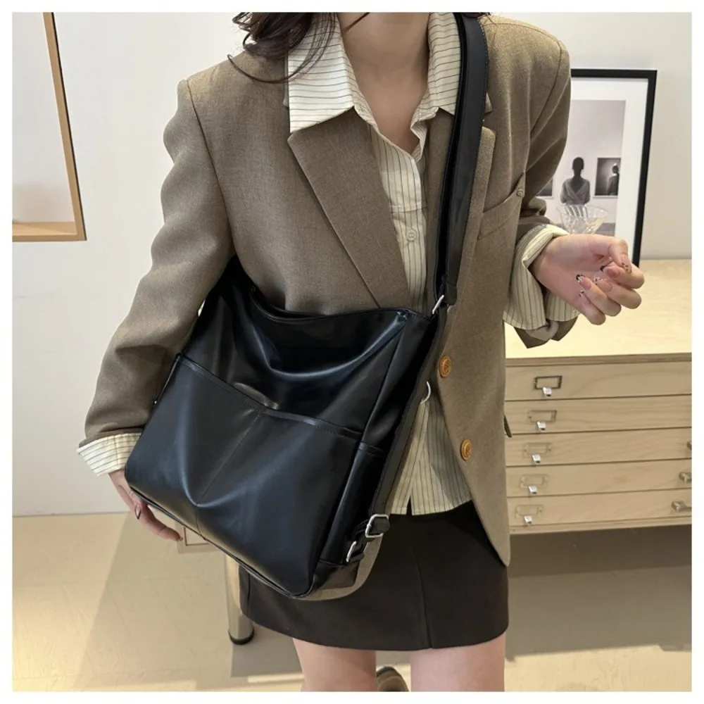 

High Quality PU Leather Women's Backpack Waterproof Large Capacity Crossbody Bag Solid Color Multifunctional School Bag Unisex