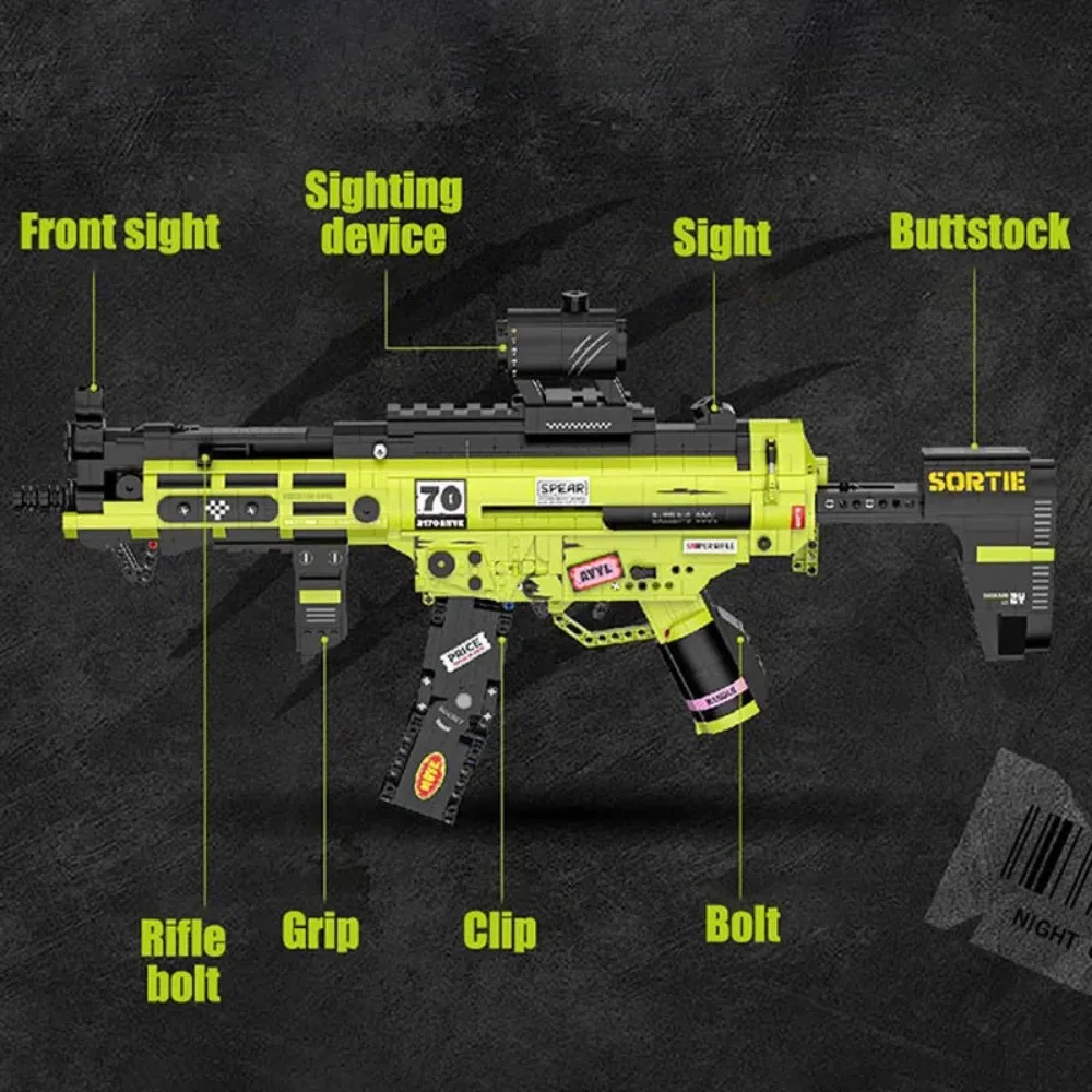 Military Gun MP5 KRISS Vector Submachine Gun Building Blocks Technical Weapon Bricks Toys for Children Gifts Adult Gifts