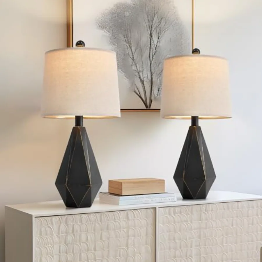 

20.25'' Table Lamps Set of 2 Bedside Lamp for nightstand Small Farmhouse Lamps for Bedroom Black Bedroom Lamps for Living Room