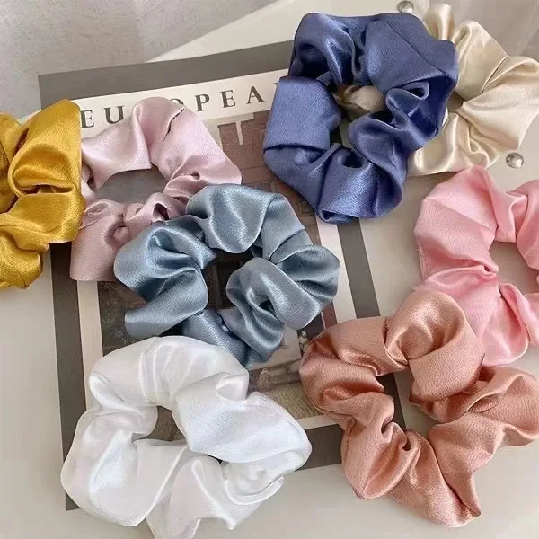 Satin Scrunchies Girls Elastic Hair Band Ponytail Holder Ties Rubber Bands Fashion Women Accessories Solid Scrunchy