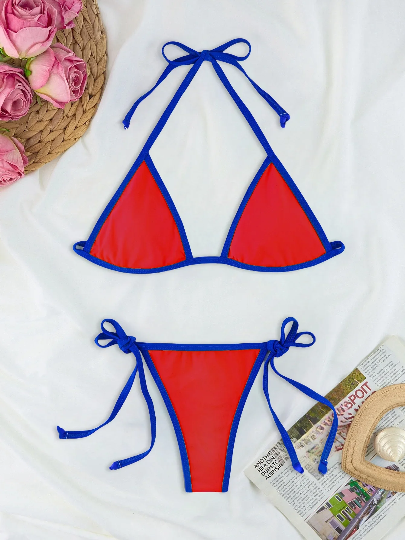 

Sexy Triangle Push Up Bikini Splicing Swimsuit Women Side String Brazilian Bikinis Swimwear Summer Bathing Suit Maillot De Bain