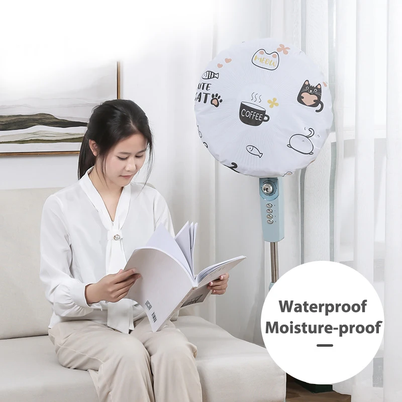 1pc Cute Printed Electric Fans Round Dustproof Cover Safety Protection Household Dust Cover Diameter 45cm Home storage Bag