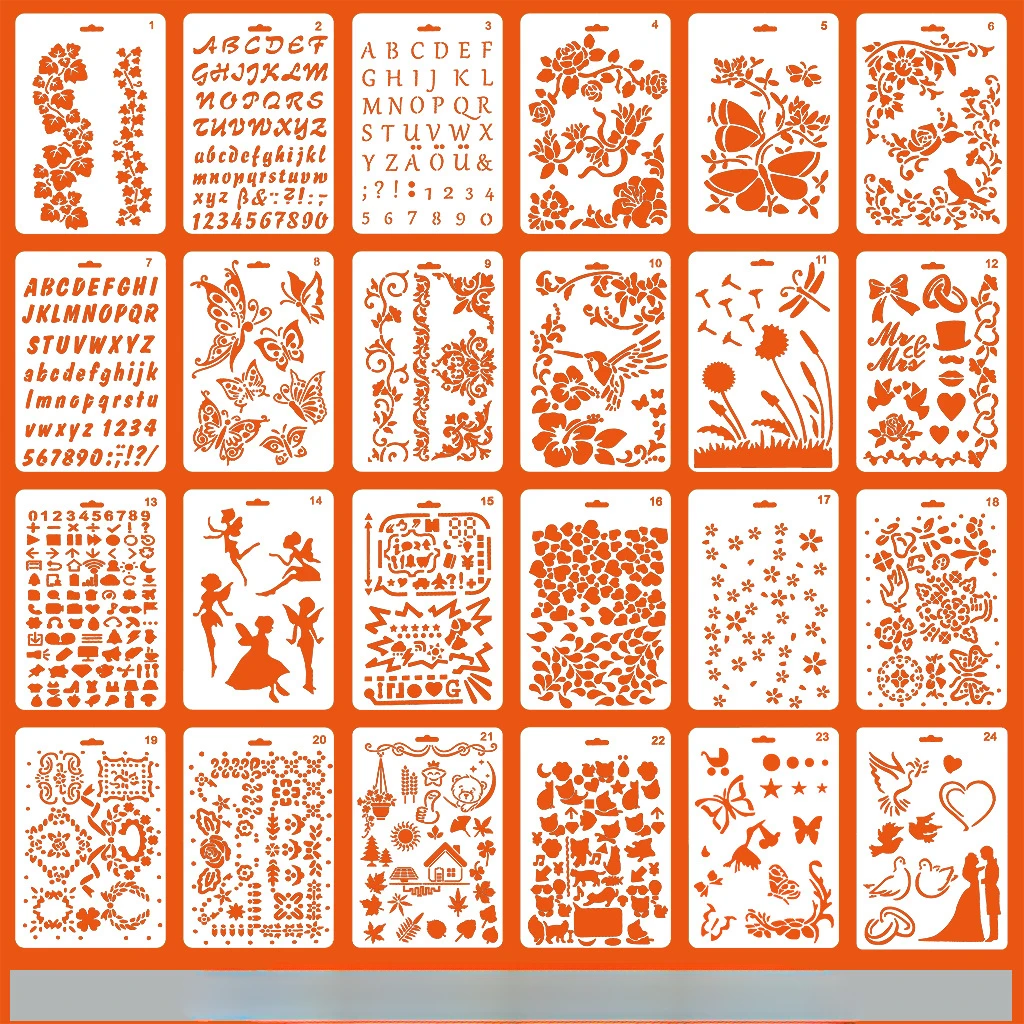 

6/10PCS Large Hollow Spray Painting Stencil DIY Drawing Template Theme Lace Ruler for Card Make Scrapbooking Home Garment Decor