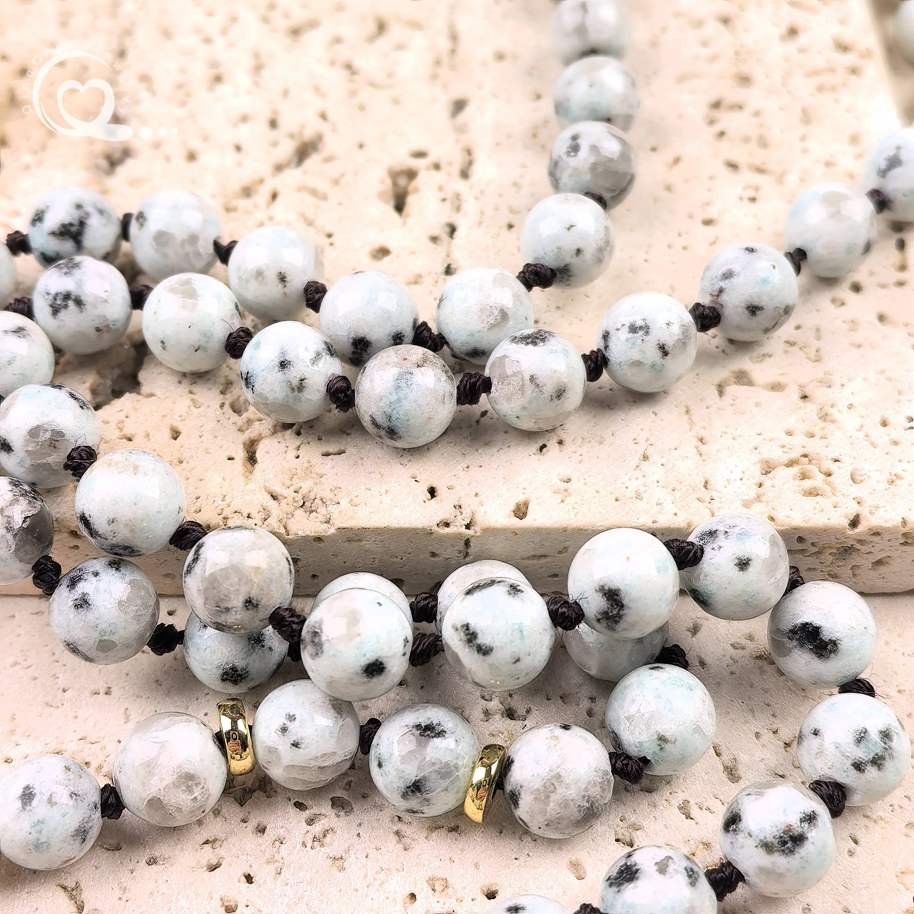 White Quartz Crystal Double Point Pendants Yoga Necklace Handmade Knotted 8mm Kiwi Jasper Round Beads Mala Women Jewelry,QC0191