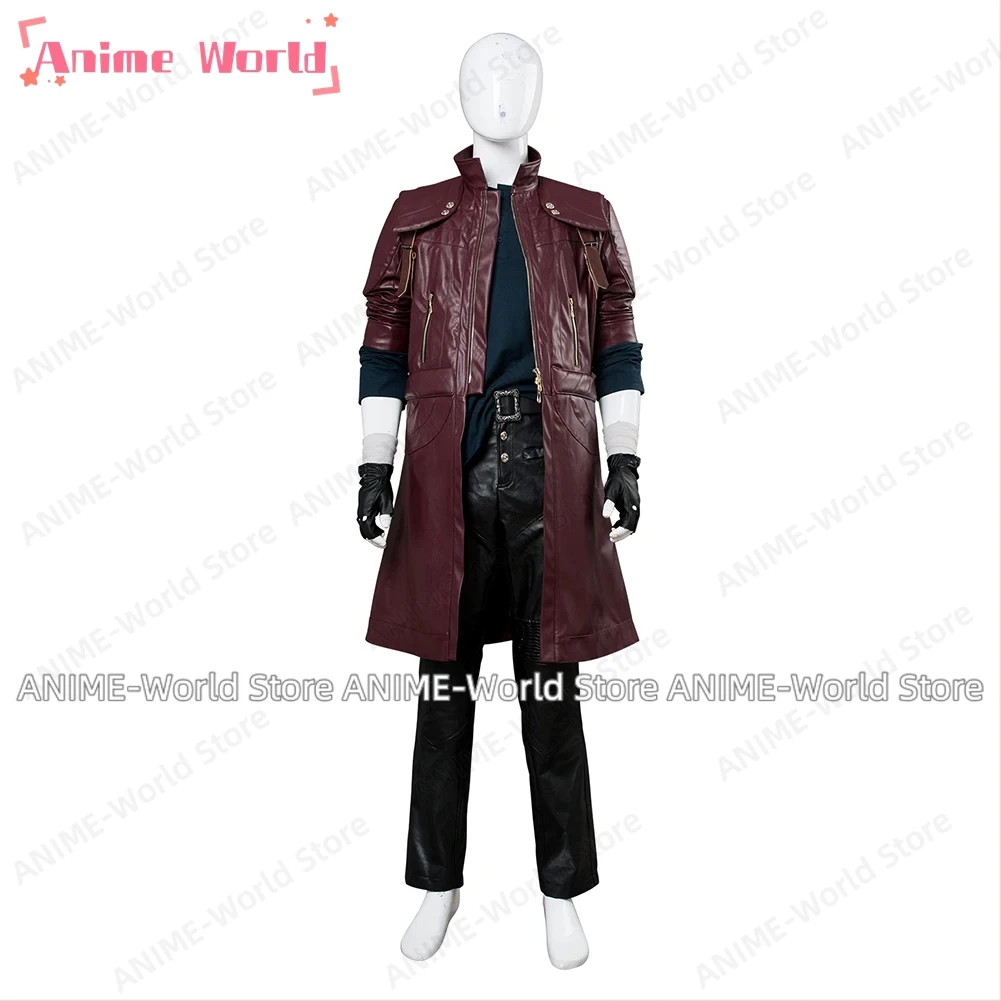 

《Custom size》Dante Cosplay Costume Shirt DMC Roleplay Coat Long Jacket Pants Gloves Outfits Halloween Carnival Party Halloween