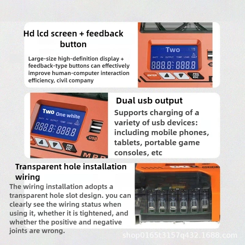 Smart MPPT Solar Charge Controller 20A/40A/60A Suitable for 12V-48V Batteries Dual USB Output Accurately Identify Voltage