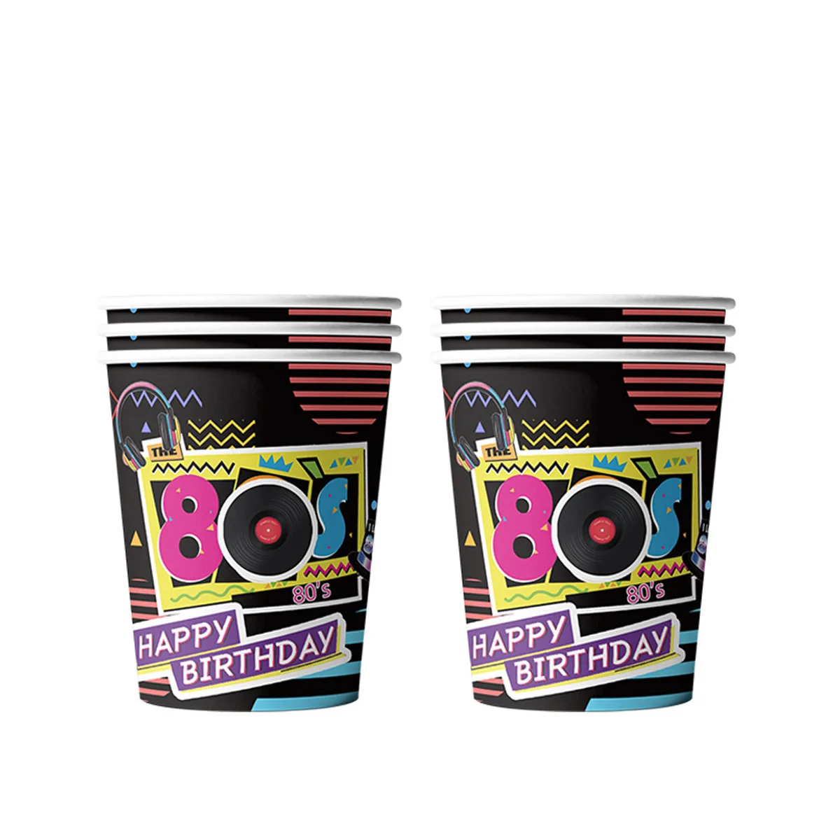 80s Theme Birthday Party Decorations Disposable Tableware Set Paper Plates Napkins Cups