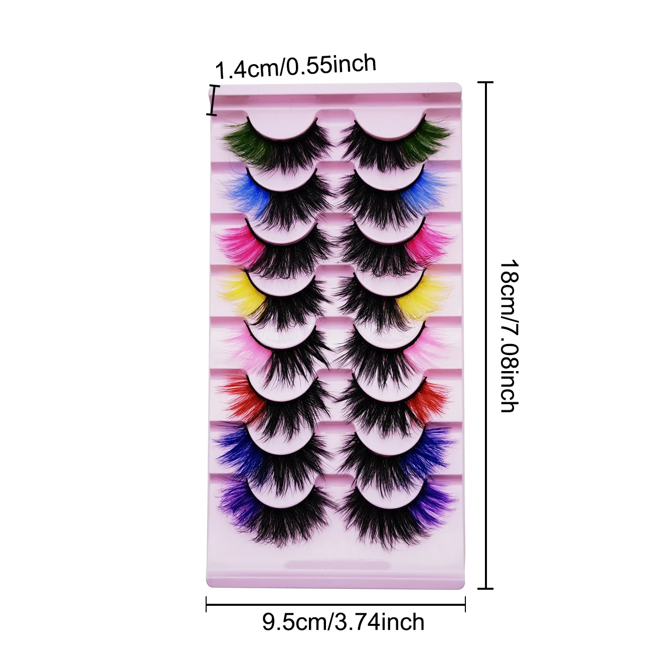 ステージメイクアップ宴会の8組のカラフルなまつげ、ふわふわで厚いアイメイクアップ - 明るい色、軽くて快適