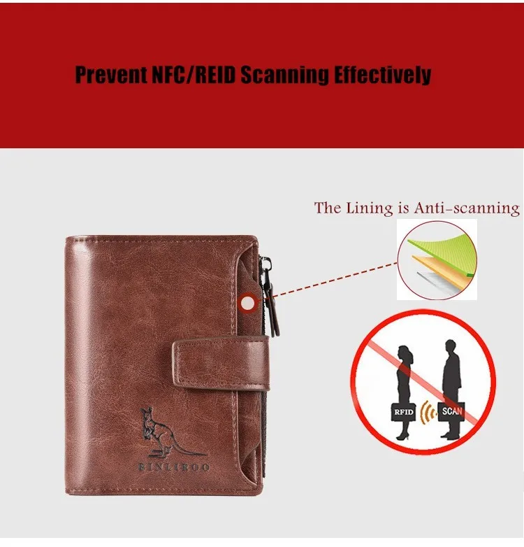 Men's Wallet Money Bag Waterproof PU Multifunctional Card Pack Prevent NFC/REID Scanning Business Small Light