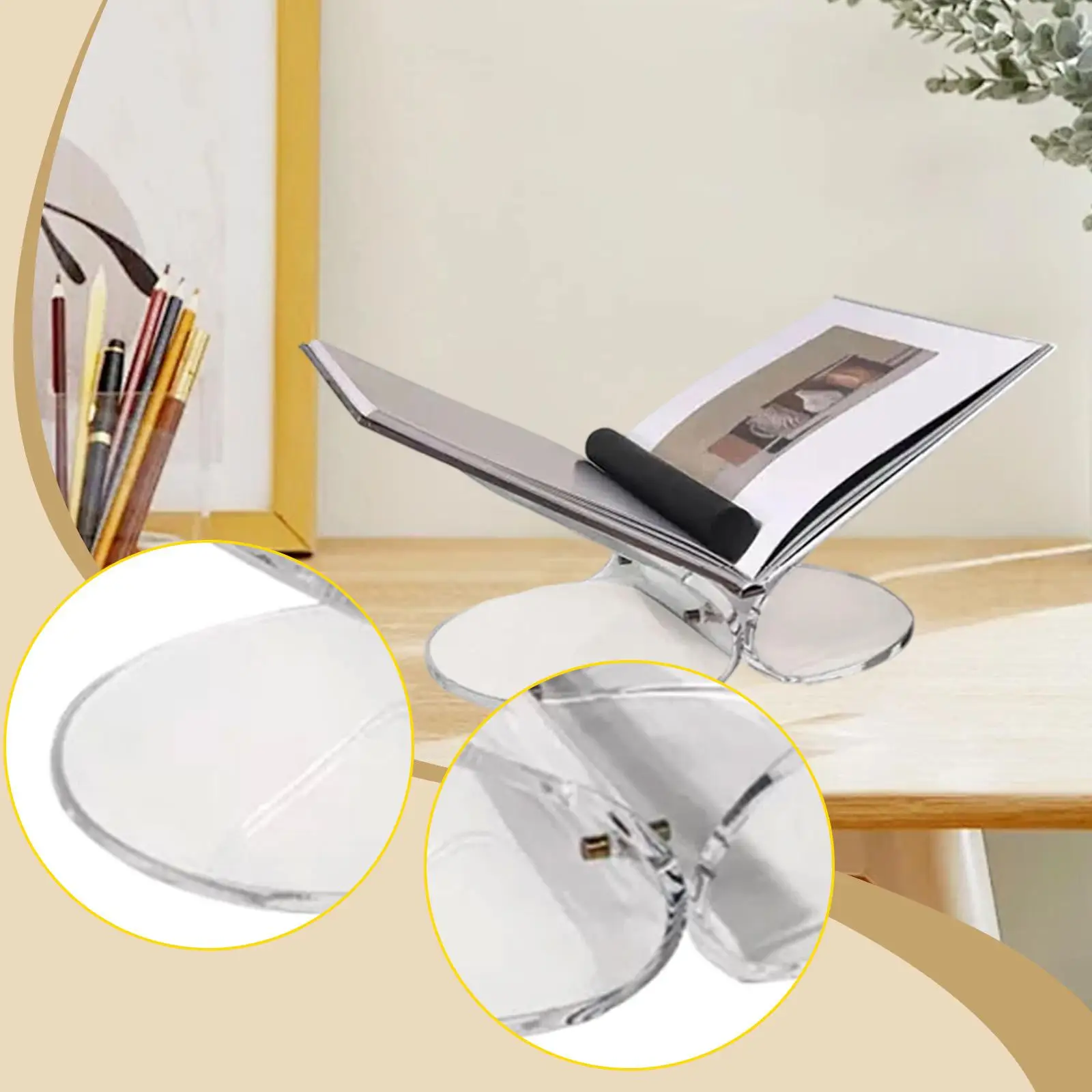 

Acrylic Book Stand Transparent Reading Holder Organizer Shelf for Cookbooks Magazines Desk Decor