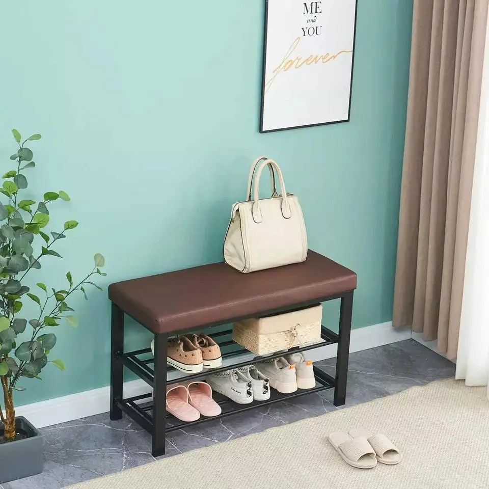 Wholesale New Design Three Layer Shoe Rack with Foam Cushion Seat