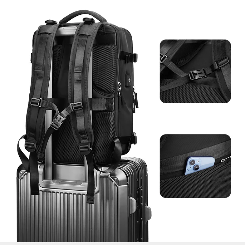 Imagem -06 - Mochila Laptop Expansível Carregamento Usb Grande Capacidade Impermeável Mochila Escolar Bolsa de Negócios Bolsa de Viagem