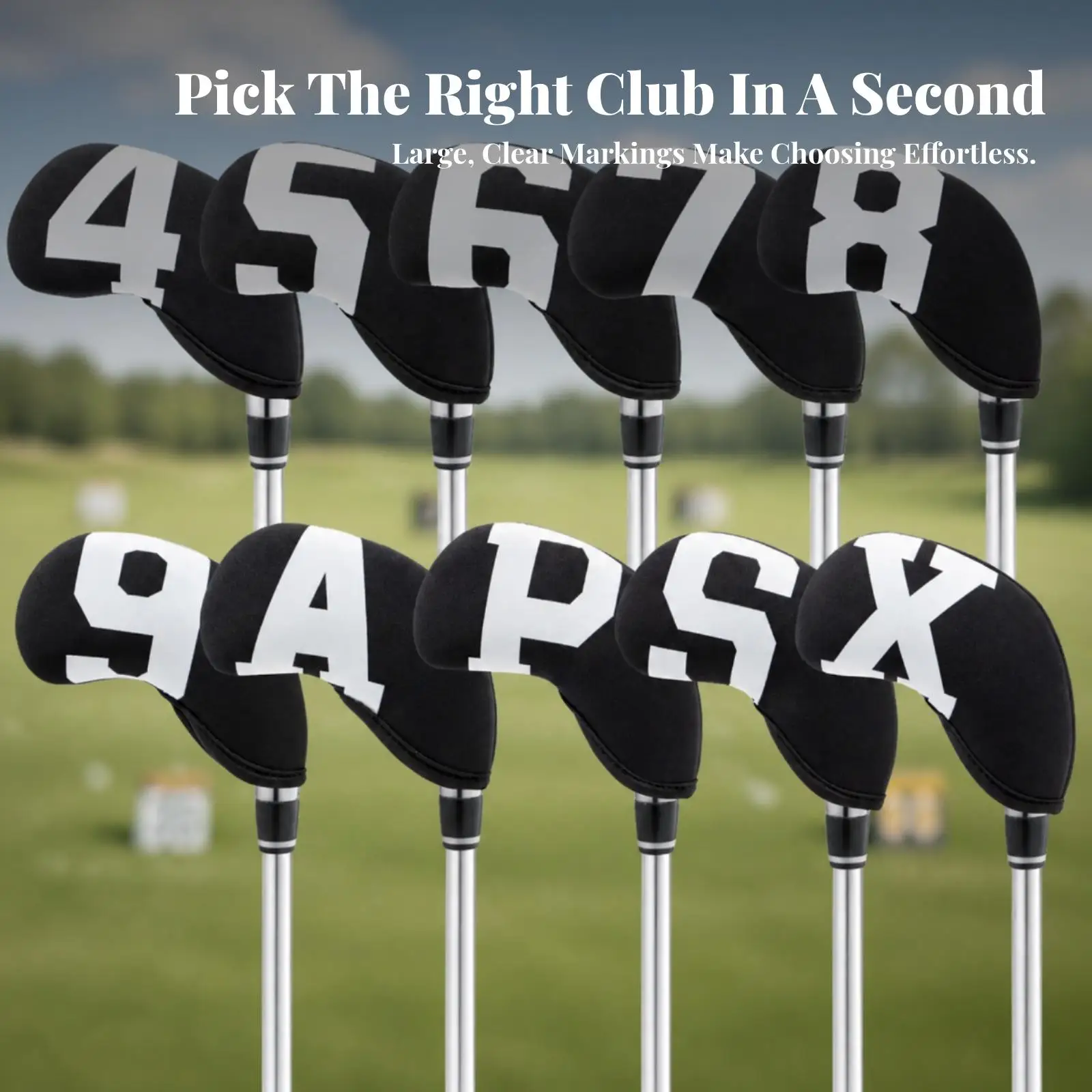 10 Pieces Golf Iron Head Covers Soft Neoprene Iron Headcovers with Printed Numbers Golf Club Covers Padded Shielding