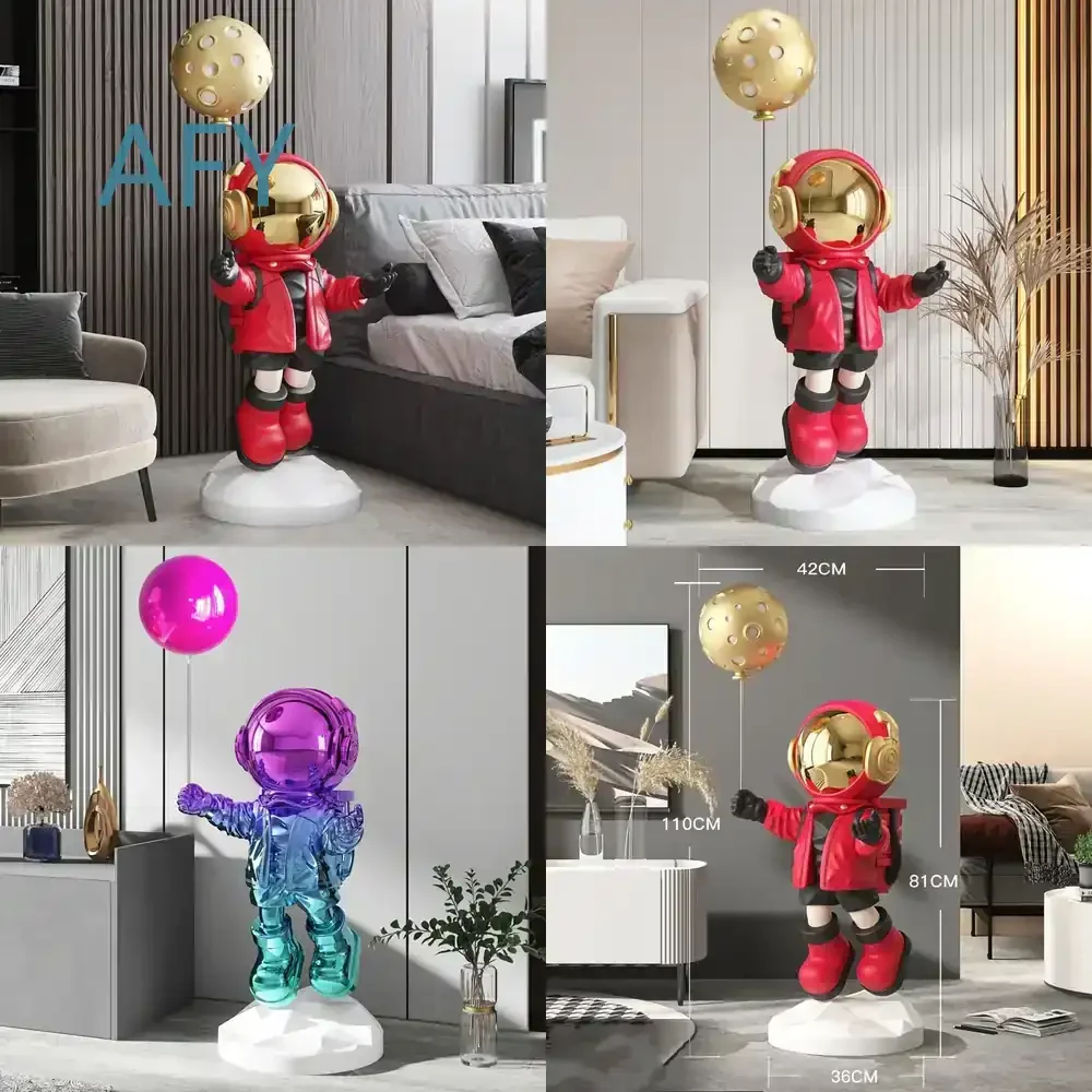 110CM Large Size Statue for Home Decoration Living Room Floor Decor Electroplated Astronaut Sculpture Modern Nordic Style