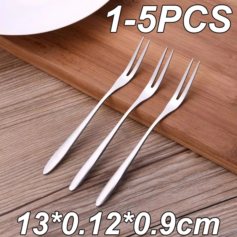 1-5Pcs high quality Stainless Steel Fruit Forks Dessert Forks Snack Cake Dessert Forks Cafeteria Home Kitchen Tableware