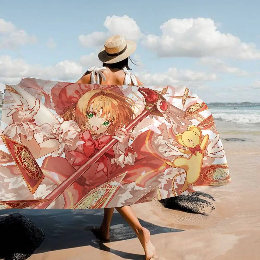 Anime C-Cardcaptor Sakura Girl Beach Towel Colorful Bath Towels for Girl Microfiber Quick Dry Custom Sand Free Beach Yoga Spa