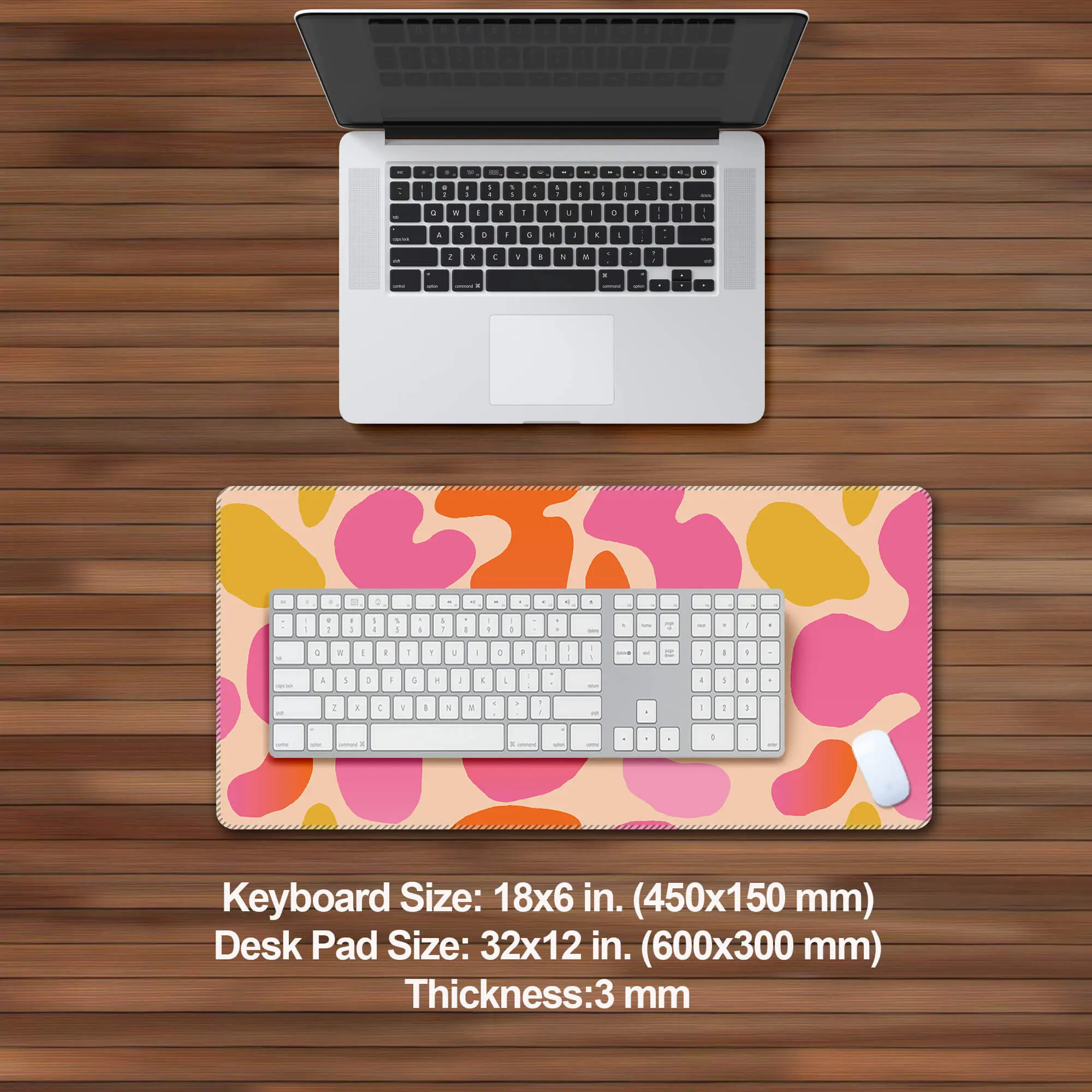 Almofada de mesa rosa, grande tapete de mouse xxl abstrato moderno, tapete de teclado de mesa bonito, acessórios de mesa para mulheres, decoração de escritório