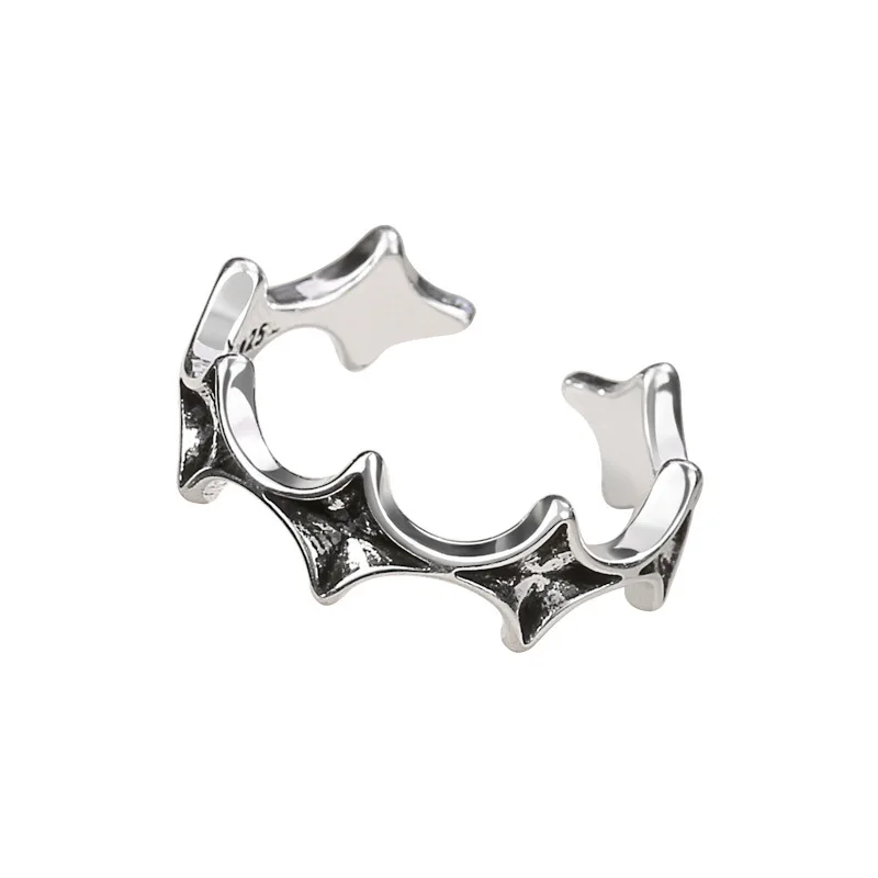 Panjbj Sterling Silber Stern Ring für Frauen Mädchen Retro Einfachheit Design vielseitige Schmuck Party Geschenk Drops hipping