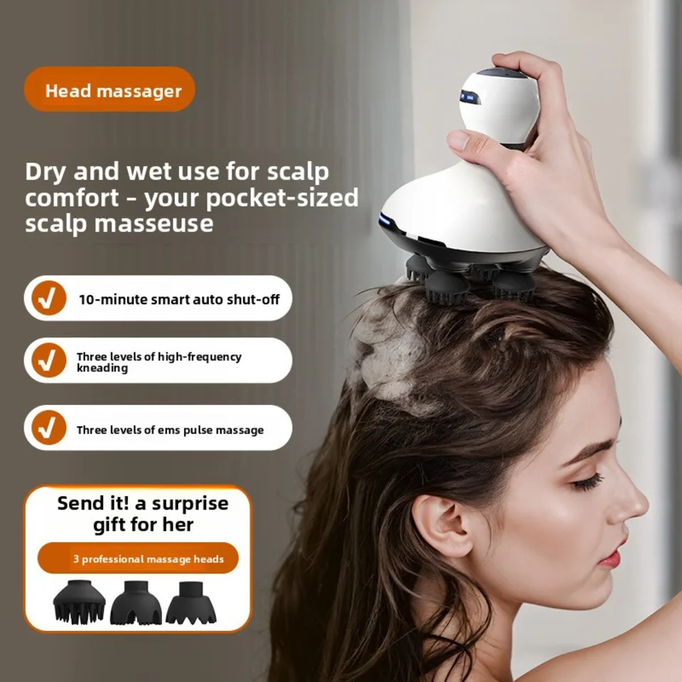 

Electric Scalp Massager Rechargeable Head Massager Scalp Stress Relax Waterproof Handheld Hair Scalp Scratcher A Easy To Use