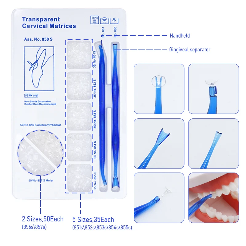 

275pcs Dental Matrix Blue Transparent Cervical Matrices Matrix Bands For Composite Gingival Dentist Filling Materials Tools