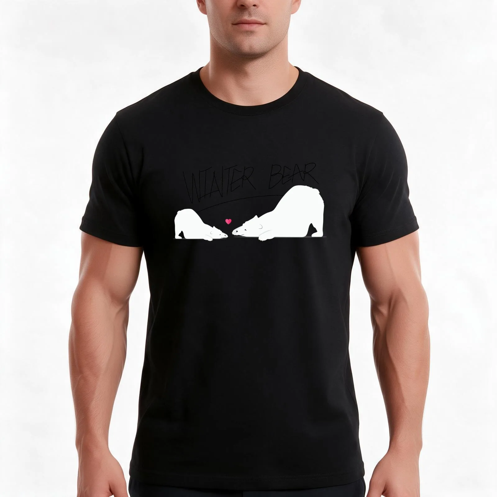 Winter Bear T-Shirt, Summer Casual Cotton Tee, Oversized Streetwear Tops, Vintage Graphic Print, Loose Fit Short Sleeve