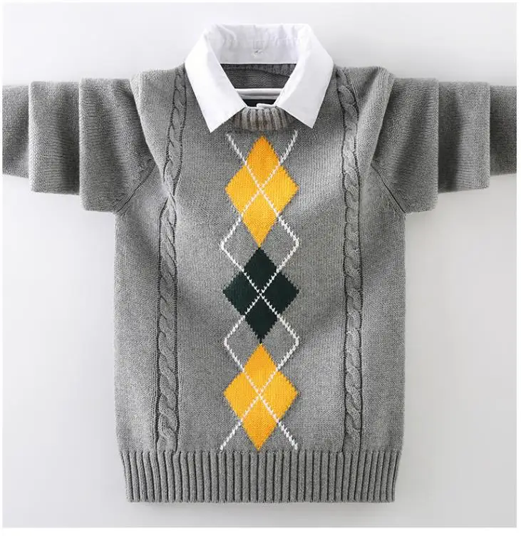 Boy\'s sweater with two shirt collars