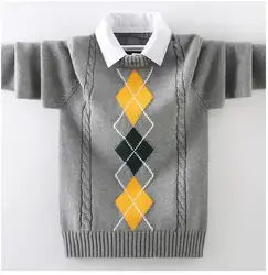 Boy's sweater with two shirt collars