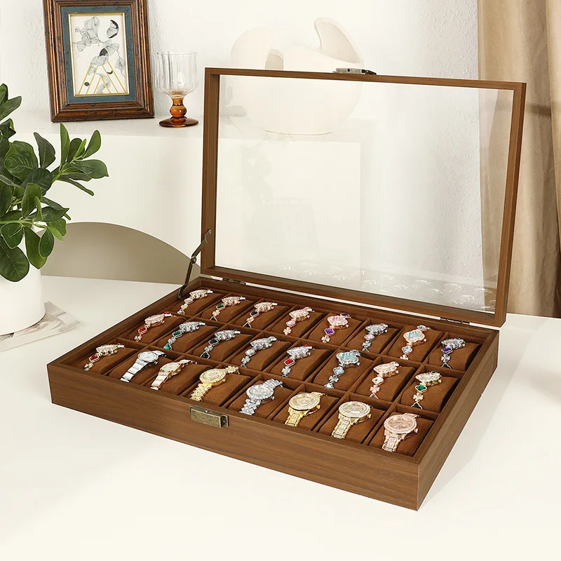 Retro Watch Storage Box Wooden Large Capacity Watches Display Boxes Wristwatch Presentation Collection Box Watch Organizer Case