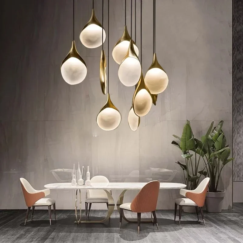 

Nordic Gold Resin Led Pendant Lights Modern Dining Room G4 Hanging Lamp Led Luminarias Droplight Art Decor Indoor Lamp Fixtures