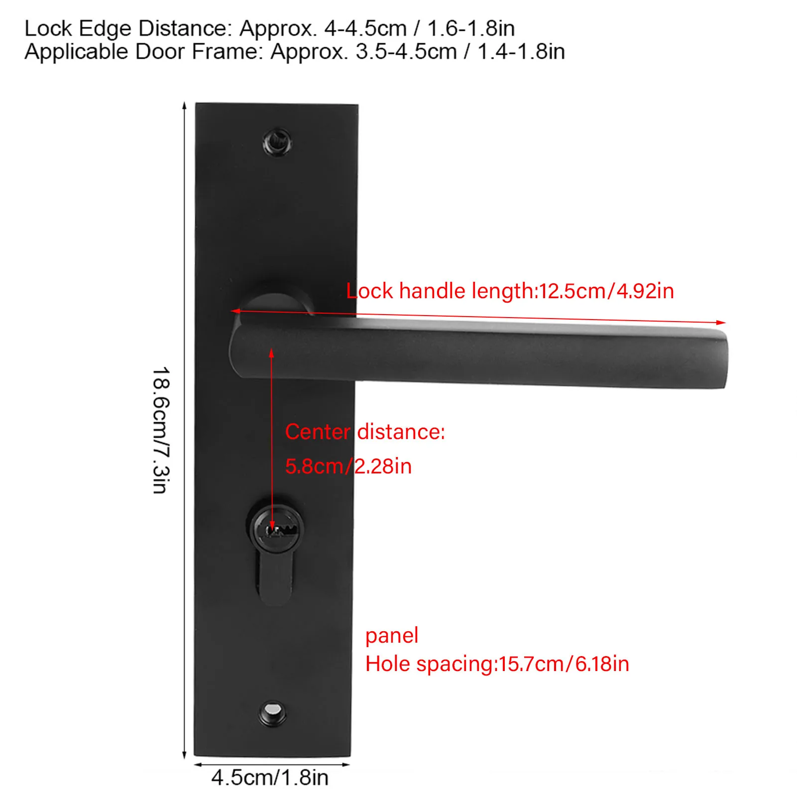 قفل باب غرفة النوم من الألومنيوم للمساحة، قفل مقبض غرفة النوم مع مفاتيح برغي أسود #5