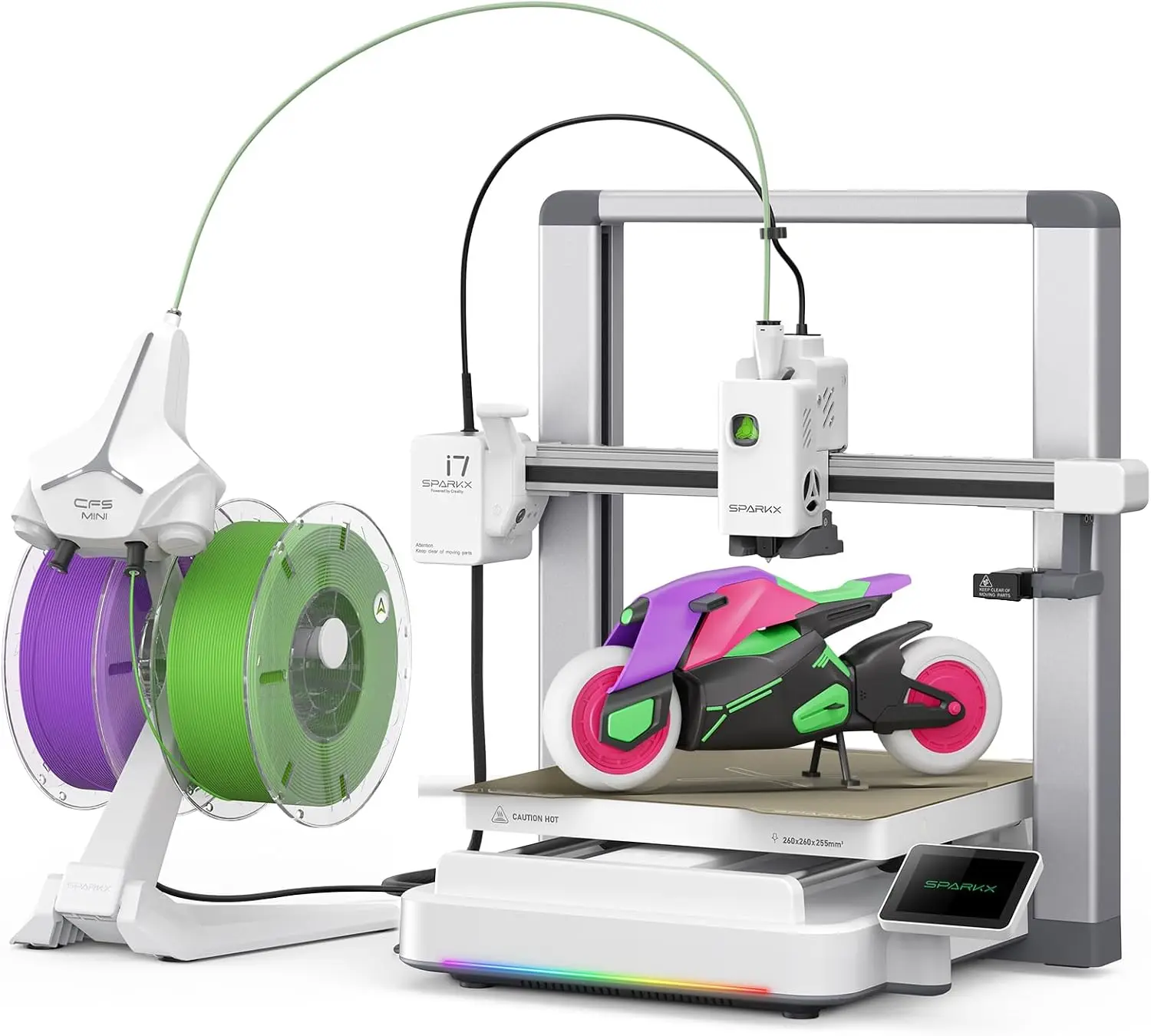 I7 Autofill Combo 3D Printer Automatic Filament Reload Continuous Printing Auto Leveling Beginner Friendly AI Camera Monitoring