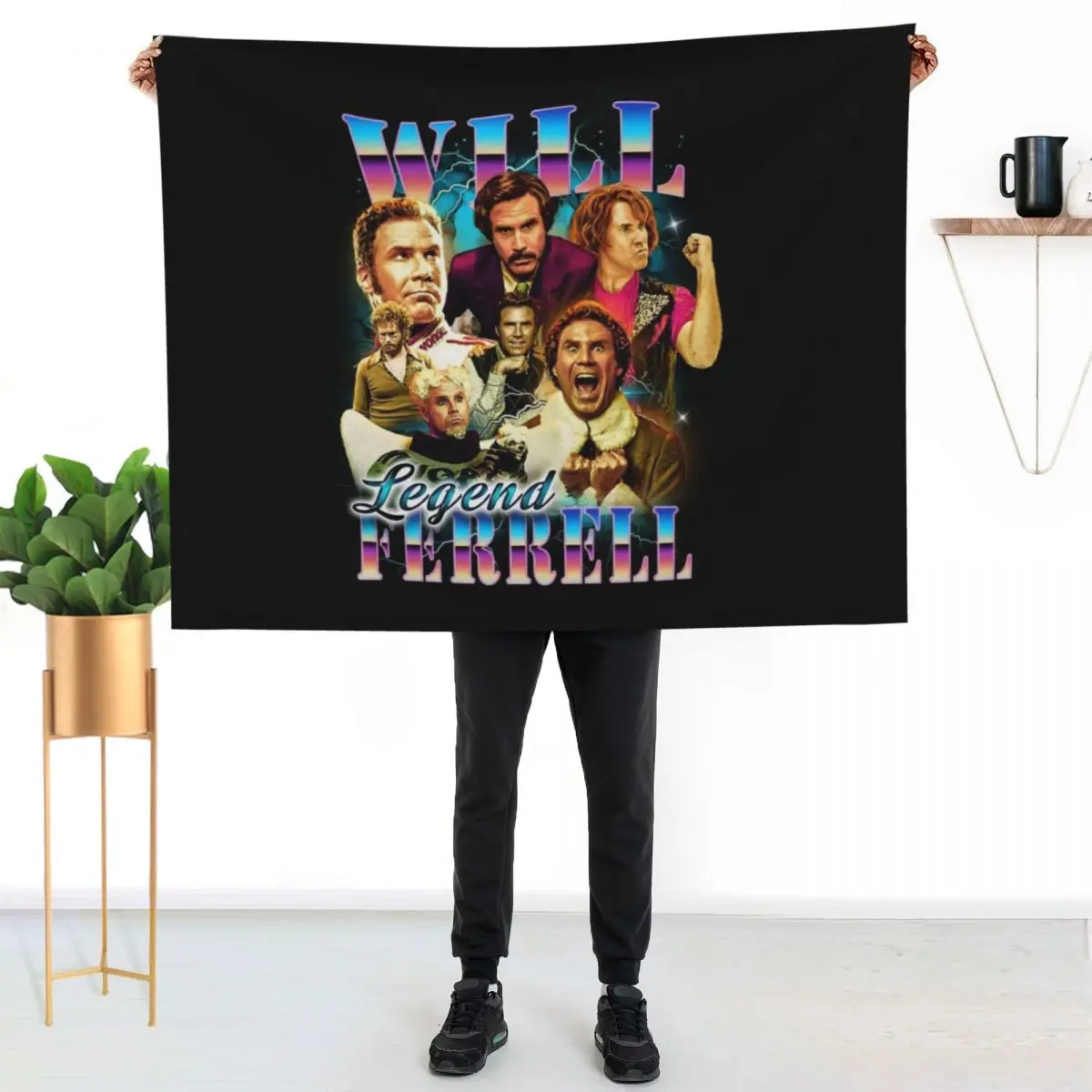 Will Ferrell - legend - 90's bootleg style design Throw Blanket Retros Soft Beds for sofa Nap sofa bed Blankets