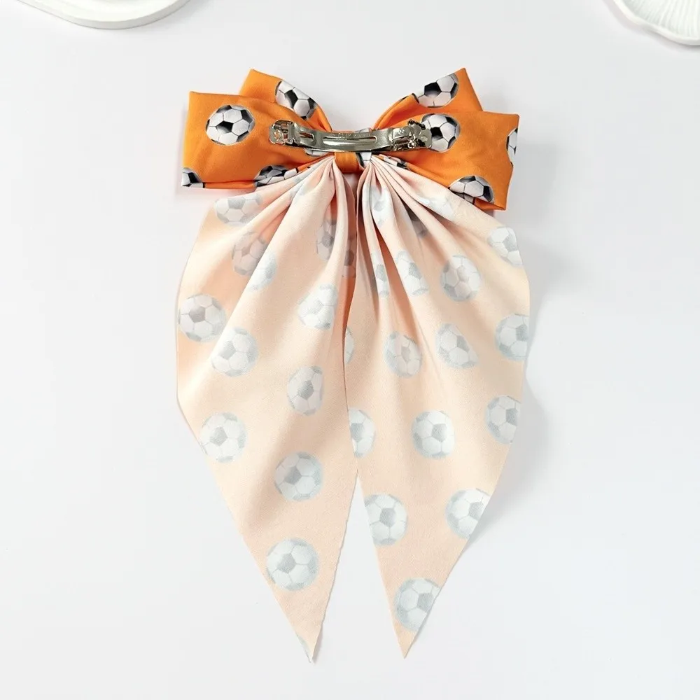 

Colorful Football Pattern Bow Hair Clip Elastic Cute Fashion Hair Accessories Soft Fashion Fabric Ribbon Hair Rope Sports Events