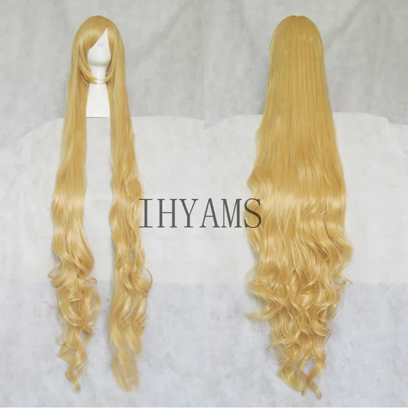 IHYAMS 150cm Golden Long Curly Victorique De Blois Synthetic Hair Cosplay Costume Wigs Heat Resistance Fiber