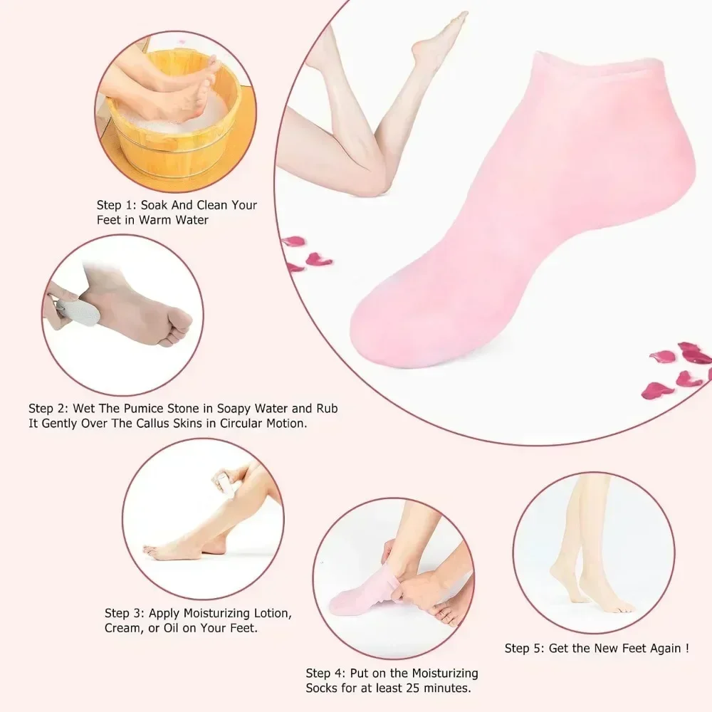1Pair Silicone Socks Foot Spa Moisturizing Gel Sock Exfoliating and Preventing Dryness Cracked Foot Skin Care Anti Cracking Sock view 6
