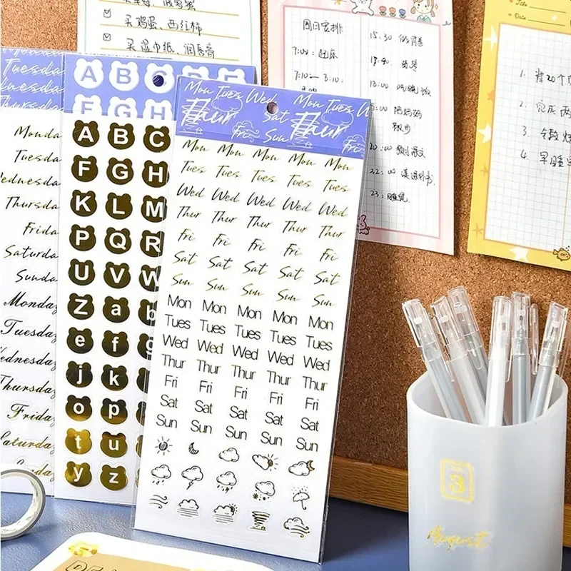 3 Designs Week Month Scrapbook Stickers Date Marking Theme Decoration Diary Planner Album Creative Design