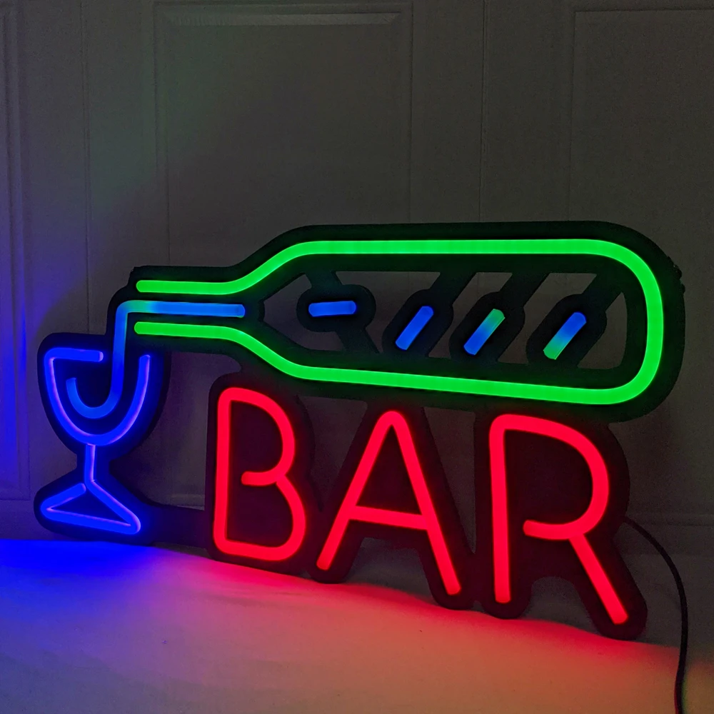 Imagem -05 - Led Neon Light Bar Sign Bar Club Publicidade Neon Sign 22 em Open Billboard Pub Loja Home Party Art Decorative Lights