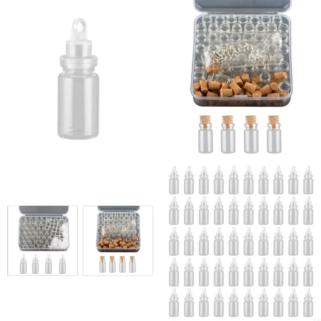  50Pcs Delicate Glass Bottle Collection Elegant Pendant Ornament for Accessory