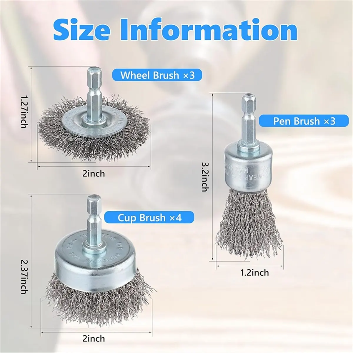 X16A Hot 12 Pcs Wire Wheel Brush, Cup Brush, Wheel Brush, Pen Brush Set with 1/4-Inch Hex Shank for Rust Removal