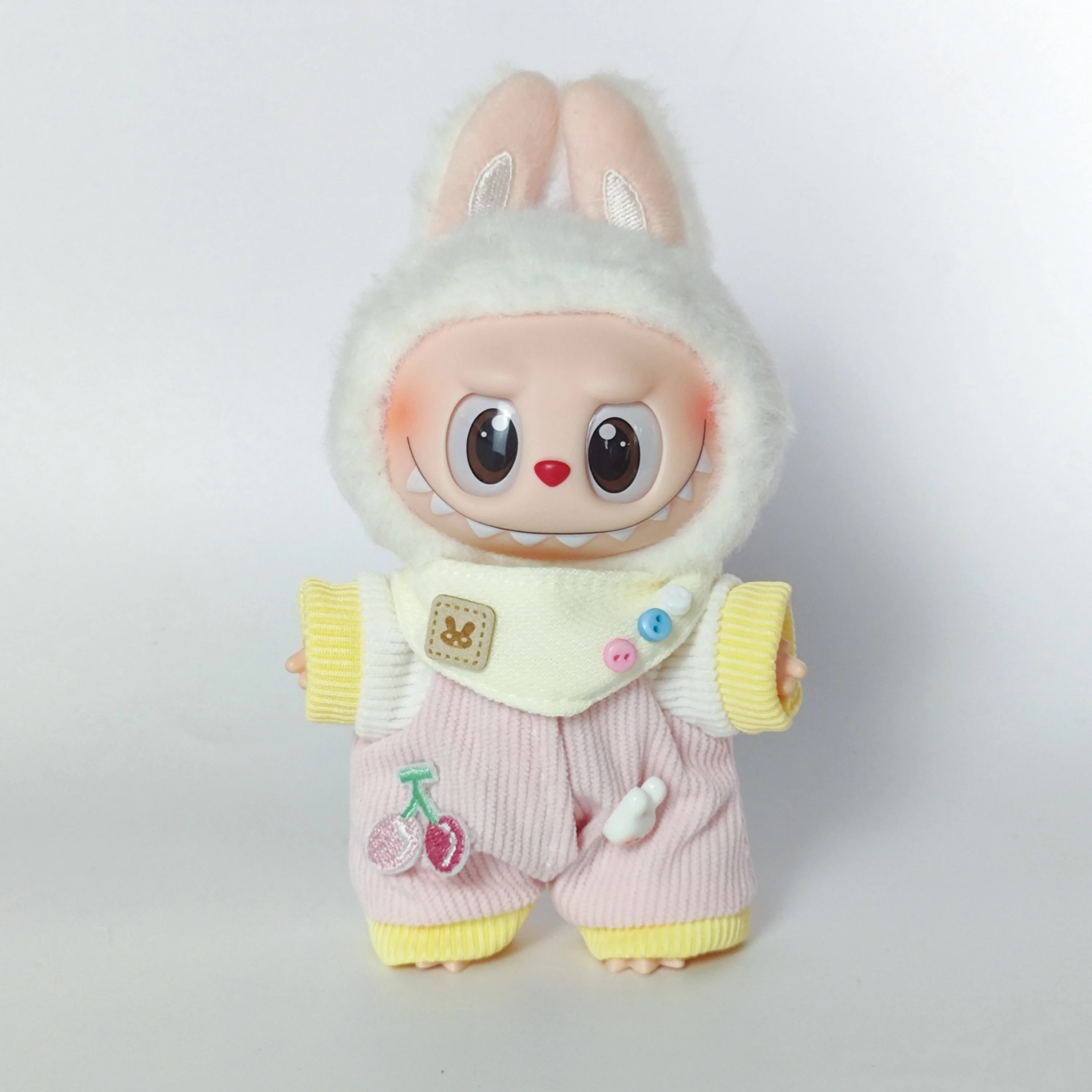 Conjunto de pijama con mono Labubu de 17 cm: traje de muñeca rosa y azul