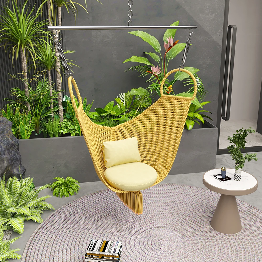 *Y-  Woven Ceiling-Mounted Porch Swing Chair, Waterproof & UV Resistant Outdoor Hanging Chair for Balcony, Patio, Yard & Garden