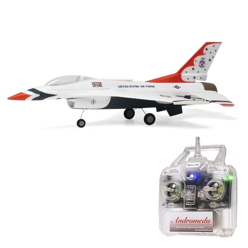 MinimumRC F-16 Thunderbirds Micro Scale Jet RC Airplane 30mm Ducted Fan 2S Battery Gyro Stabilization Remote Control Toy