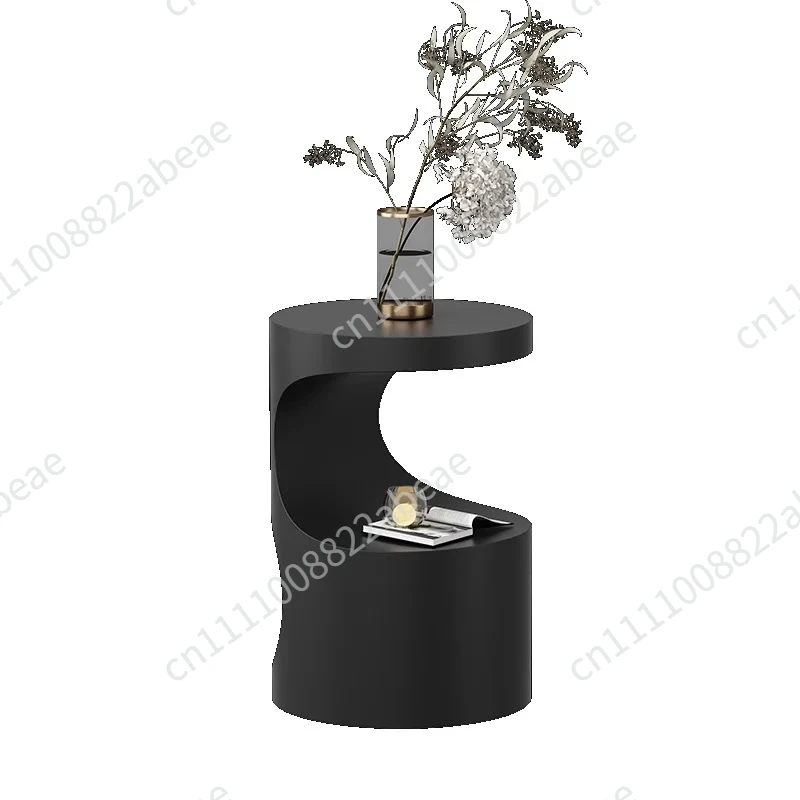 Iron Sofa Side Table for Living Room  Luxury Double-Layer Coffee Table Cylindrical Nightstand  Easy-Clean Bedside Cabinet