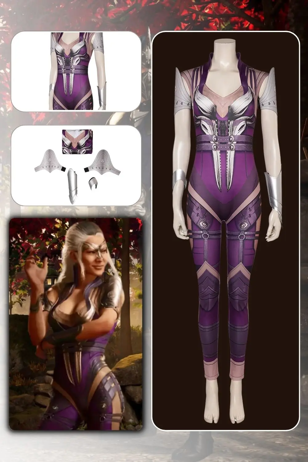 Sindel Cosplay Game Mortal Kombat Costume Jumpsuit Outfits Halloween Carnival Disguise Roleplay Suit For Female Women Adult