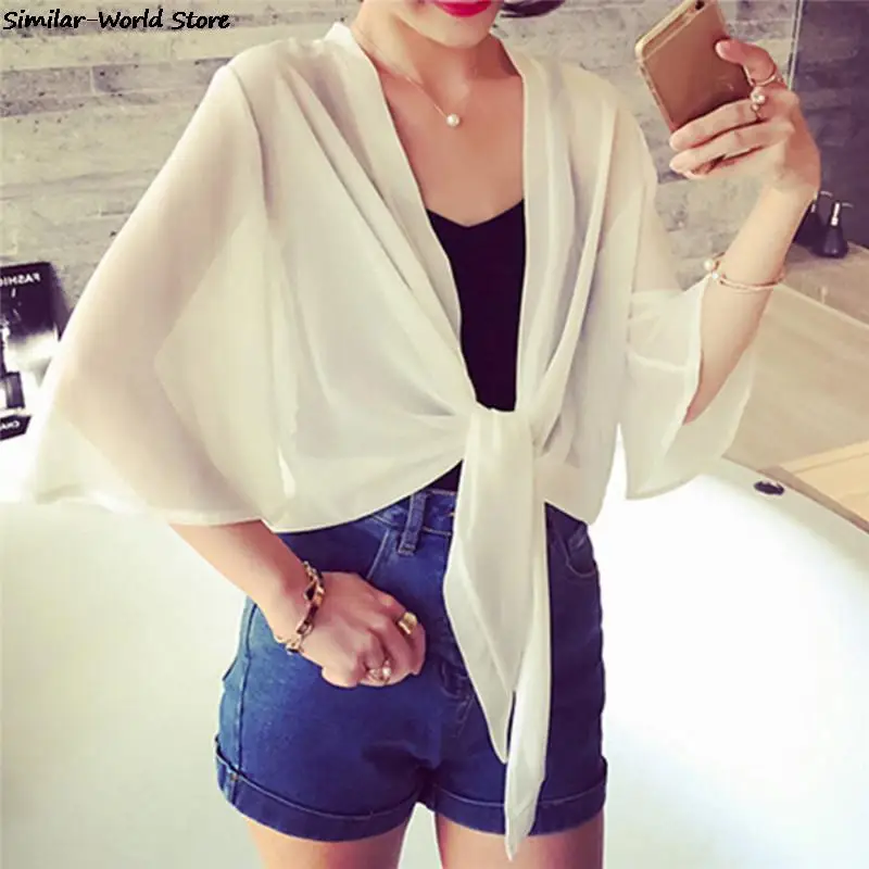 Women Summer Casual Chiffon Shawl Sun Protection Cardigan Bikini Cover Beachwear