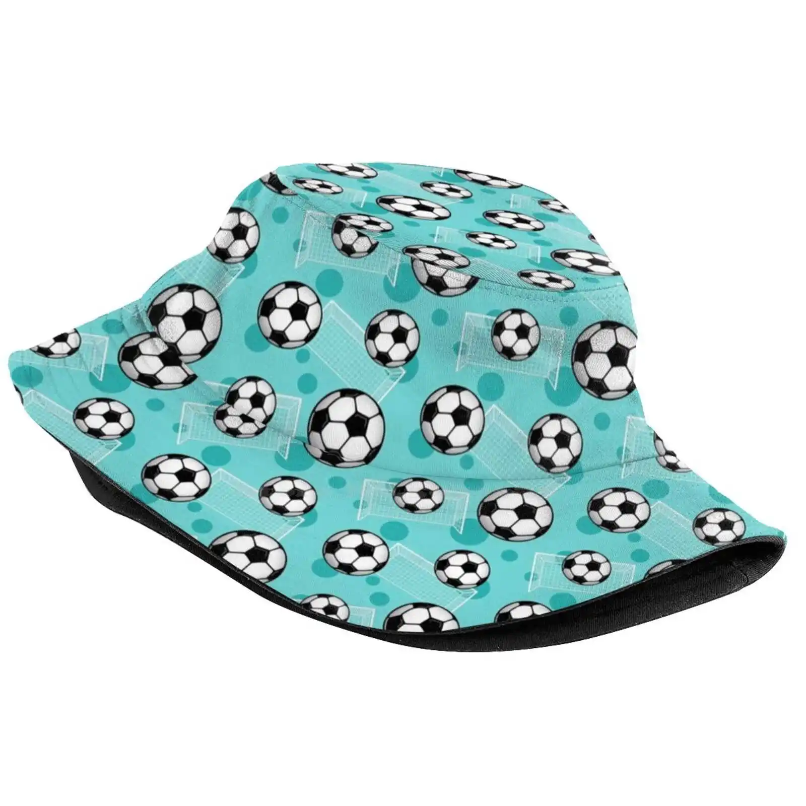 Soccer Ball And Goal Teal Pattern - Teal Soccer Sun Cap Fisherman Hat Bucket Hats Turquoise Soccer Ball Sports Girls Soccer