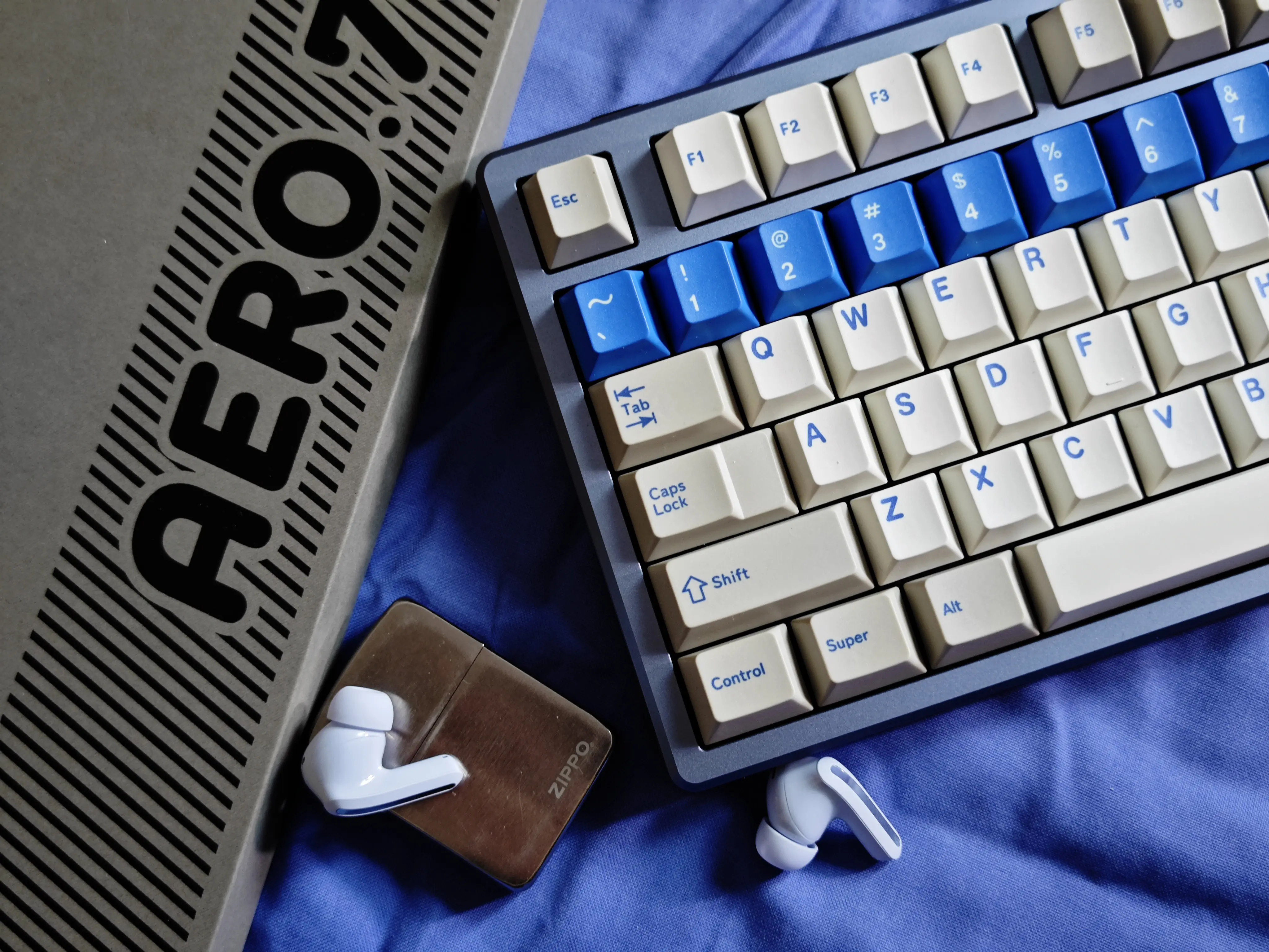 Blue Alert Keycaps PBT Dye Sublimation Cherry Height for Mechanical Keyboard Korean AULA F75 Ajazz Game PC
