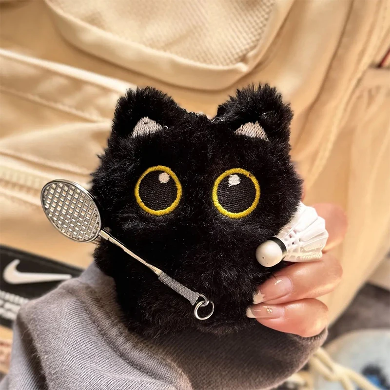 Simpatico cartone animato gatto nero portachiavi borsa ciondolo zaino ornamenti appesi adorabile piccolo gatto bambola animale portachiavi auto regalo per bambini