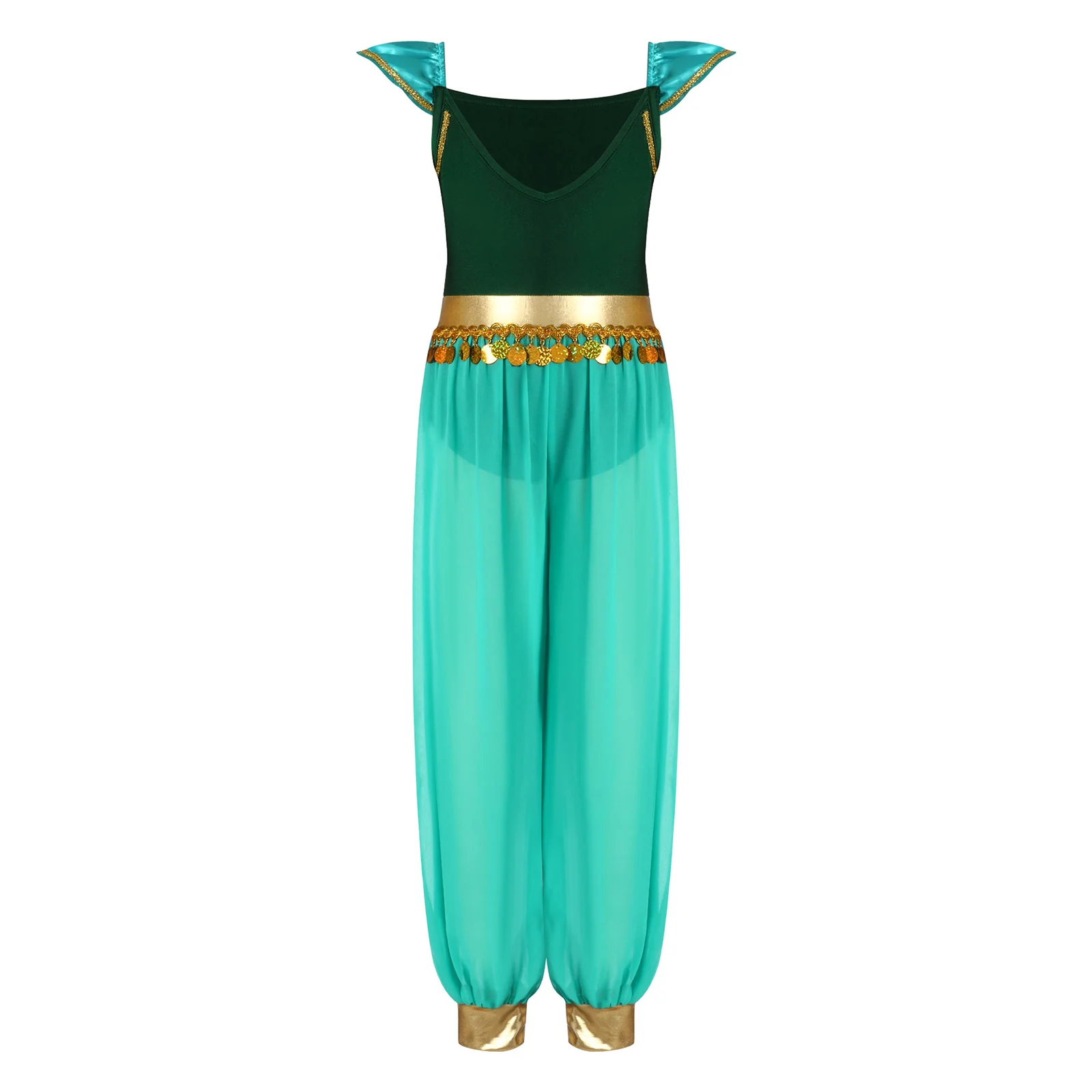 Girls Arabian Princess Costume Cap Sleeve One Piece Overall Jumpsuits Belly Dance Uniform Carnival Festival Cosplay Dress-up - view 4