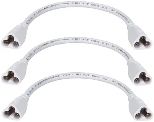 

Соединительный адаптер для светодиодных трубок T5/T8, 8 дюймов, 3-контактный, удлинительный кабель (штекер-штекер) для люминесцентных ламп (комплект из 3 шт.)